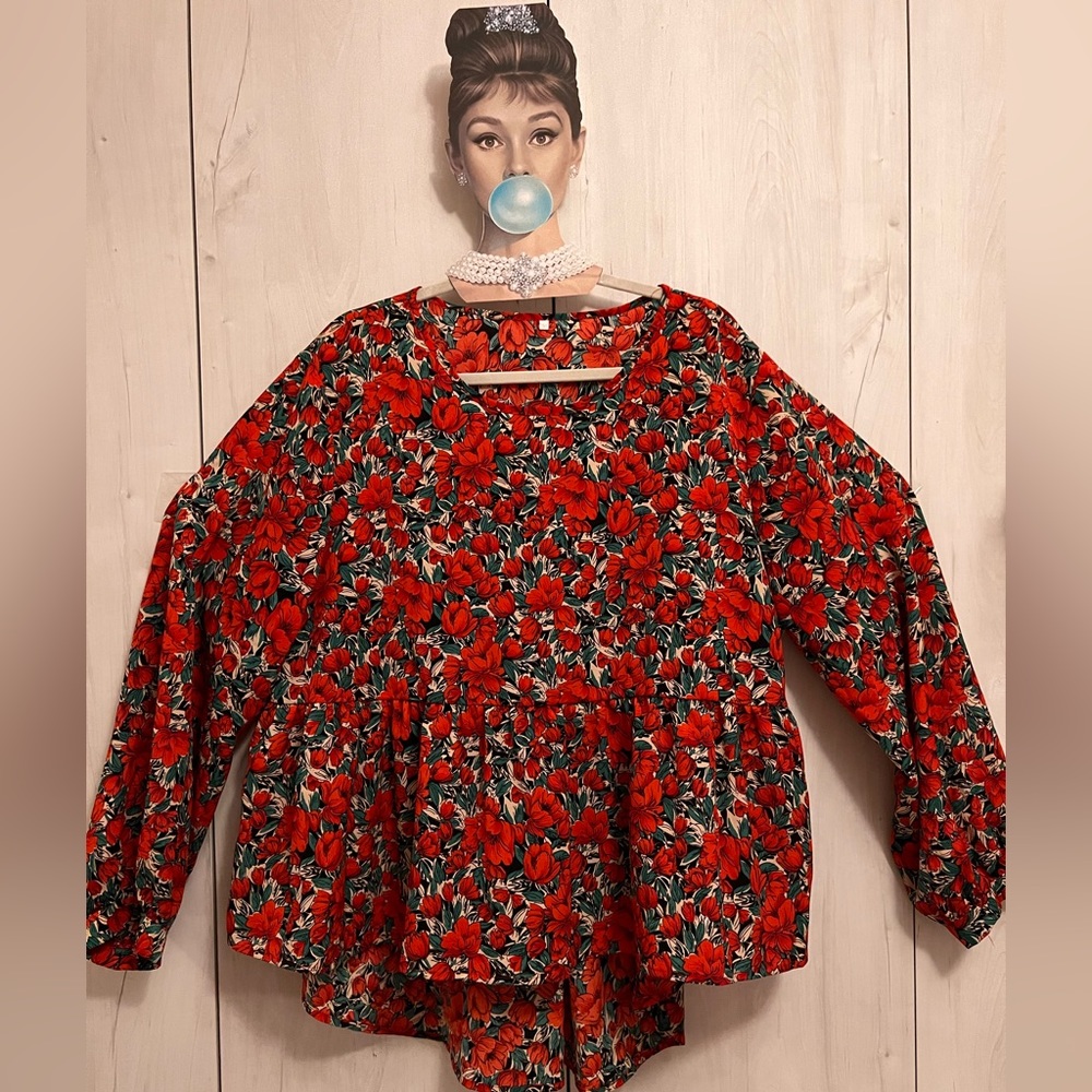 Red floral babydoll with longer back